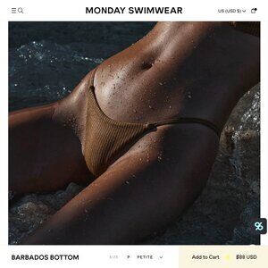 NWT Monday Swimwear Barbados Bottom — Petite (P) ✨ Antique Gold